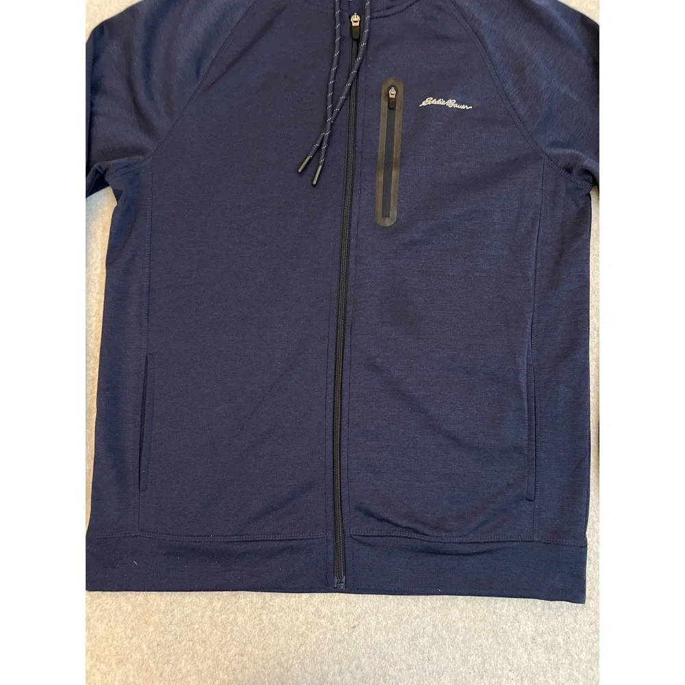 Eddie Bauer‎ Hoodie Men's Medium Navy FreeDry Fleece Performance Full Zip Jacket